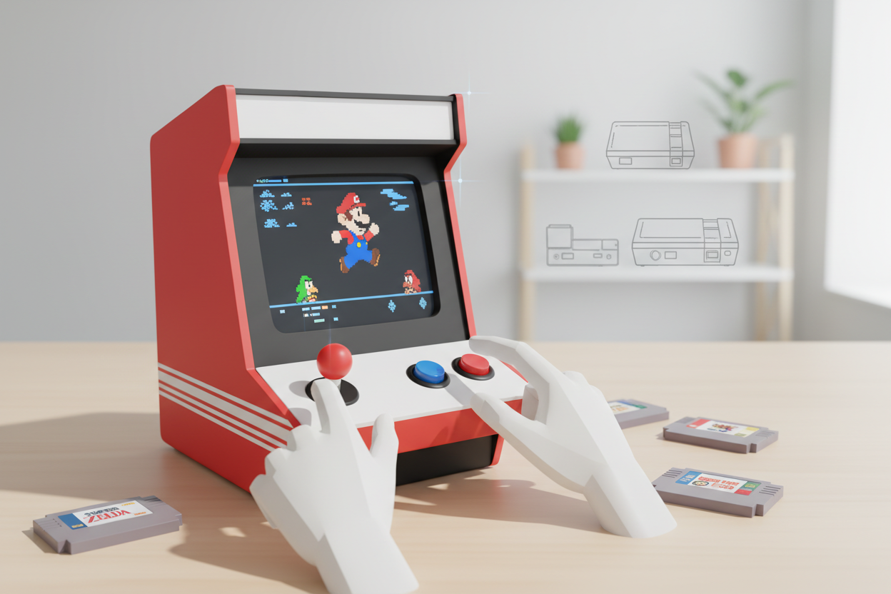Hoe speel je nintendo klassiekers op een mini arcade?